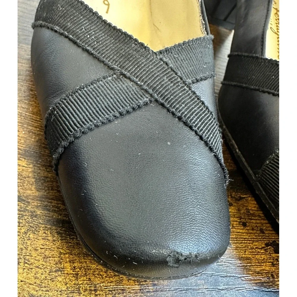 Salvatore Ferragamo Boutique Black Leather Square Toe Block Heel Pumps 6 B Italy - Picture 3 of 16